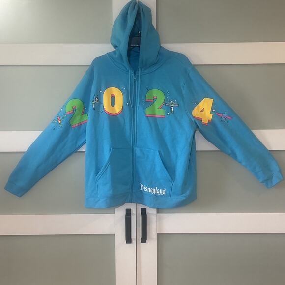 2024 Walt Disney World Figment Tinkerbell Blue Zip Up Hoodie Sweatshirt Size 1X - Picture 1 of 8